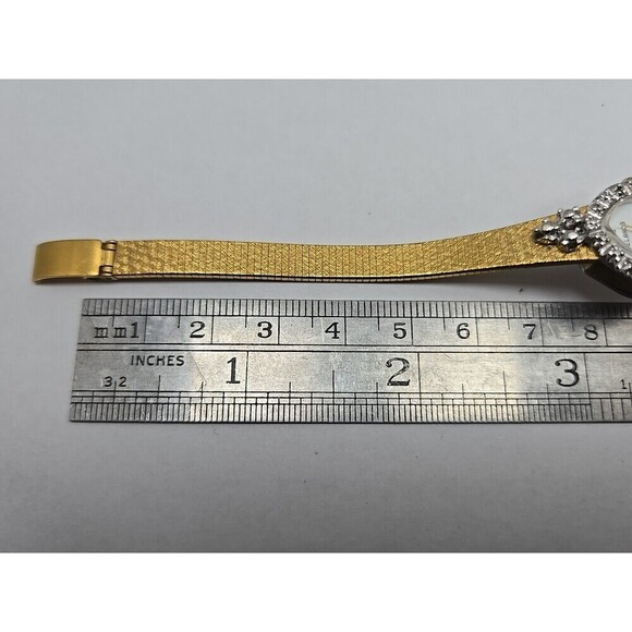 Vintage Helbros HE2380 Womens Dress Watch New Battery Diamond Accent Gold Tone